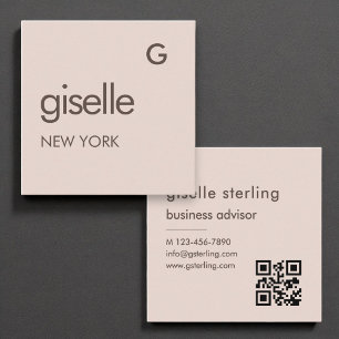 Farbrosa Monogramm QR-Code Minimalistisch Quadratische Visitenkarte