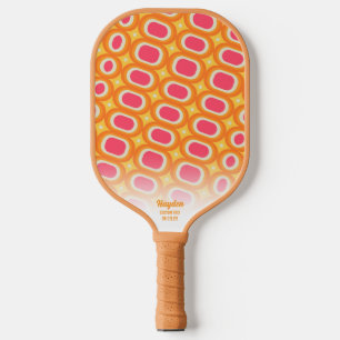Farbrosa Orangefarbenes Abstraktes Retro-Muster Pickleball Schläger
