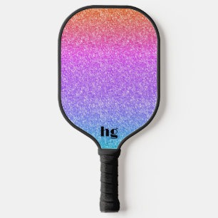 Farbrosa und orangefarbene Glitzer-Textur Pickleball Schläger