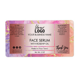 Farbrosa und Rose Gold Face Serum-Label