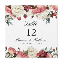 Farbrosa und weiße Blumenkarte + Menükarte