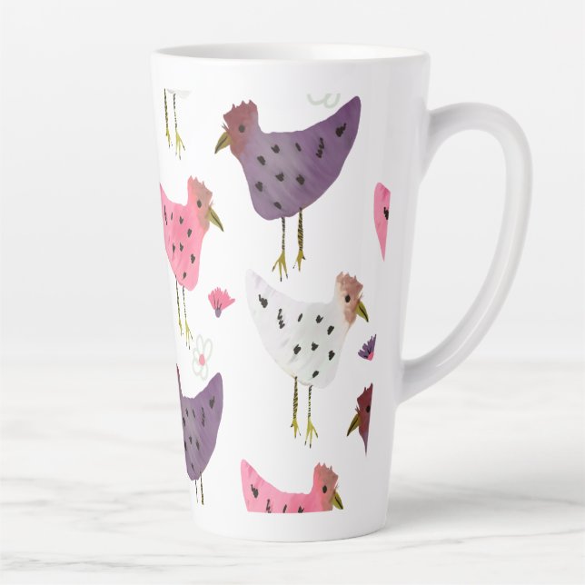 Farbroster Pink Lila Blumenmuster Milchtasse (Rechts)