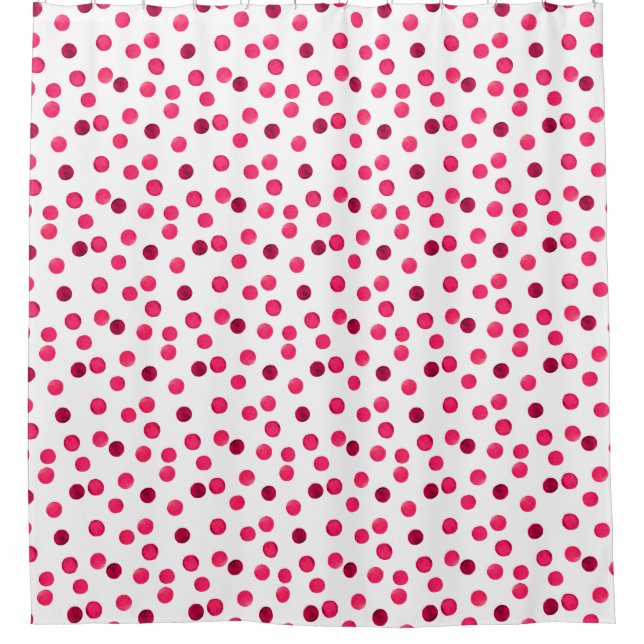 Farbrotes Polka-Punktmuster Duschvorhang (Vorderseite)