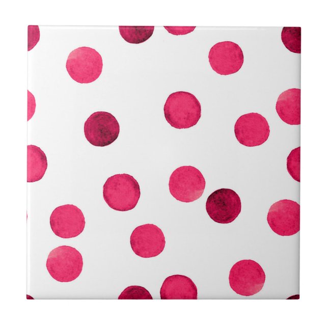 Farbrotes Polka-Punktmuster Fliese (Vorderseite)