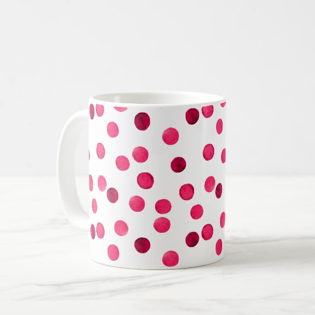 Farbrotes Polka-Punktmuster Kaffeetasse (Vorderseite Links)