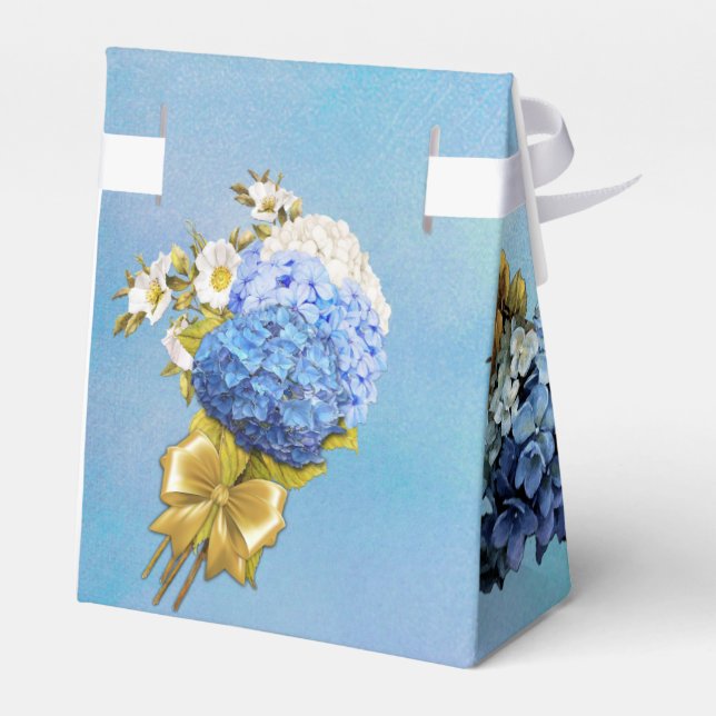 Farbschattierungen von Blue Watercolor Hydrangeas Geschenkschachtel (Rückseite)