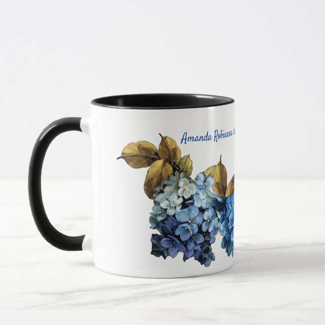 Farbschattierungen von Blue Watercolor Hydrangeas Tasse (Links)