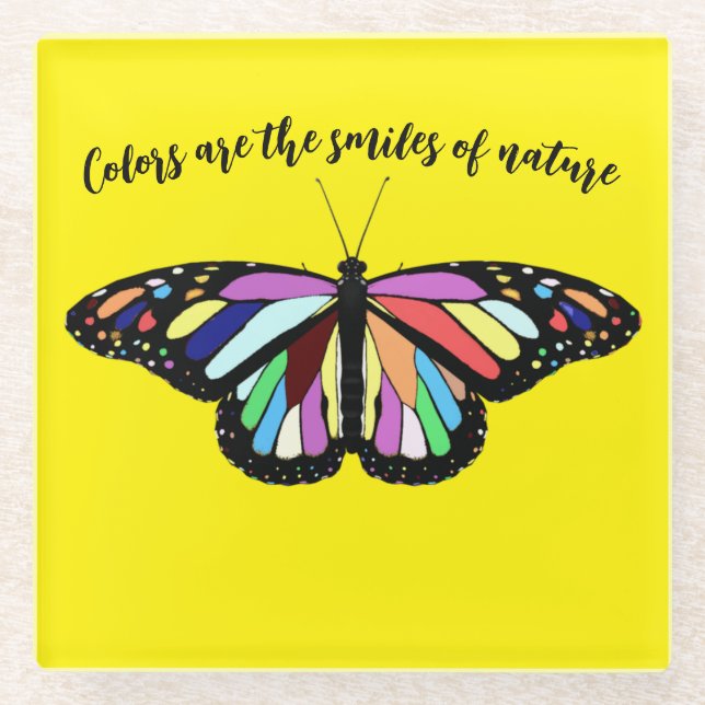 Farbschmetterling Glasuntersetzer (Vorderseite)