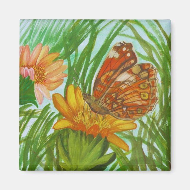 Farbschmetterling im Garten Magnet (Vorne)