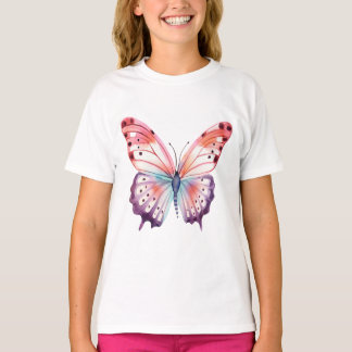 Farbschmetterling in rosa Lila und blau T-Shirt
