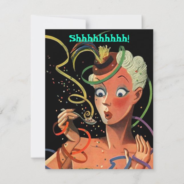 FARBSCHÖNE STREAMER ÜBERRASCHENDES PARTY GIRLINVIT EINLADUNG (Vorderseite)