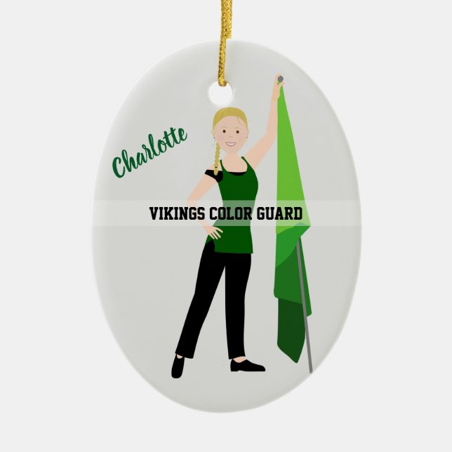 Farbschutz Blonde Braid Hair Green & Black Keramik Ornament (Vorne)