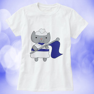 Farbschutz Katze blau weiß T-Shirt