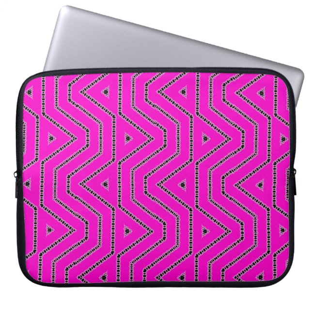 Farbschwarz-Grafik-Designer-Muster in Hot Pink Laptopschutzhülle (Vorderseite)