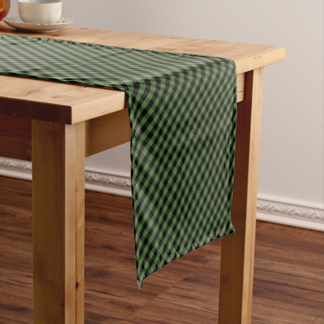 Farbschwarz-grünes Gingham-Karo-Muster Kurzer Tischläufer (Beispiel)