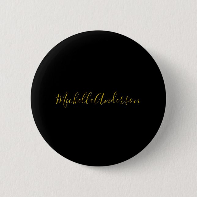 Farbschwarz Moderner Minimalistischer Handschrifte Button (Vorderseite)