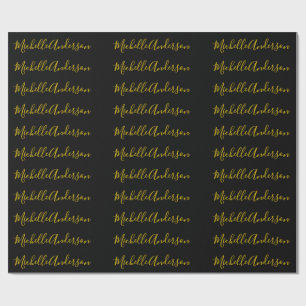 Farbschwarz Moderner Minimalistischer Handschrifte Geschenkpapier