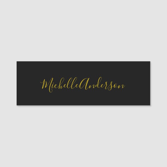 Farbschwarz Moderner Minimalistischer Handschrifte Namensschild (Vorderseite)