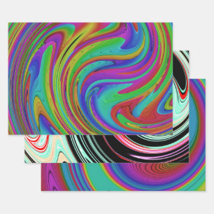 Farbschwirl Geschenkpapier Set