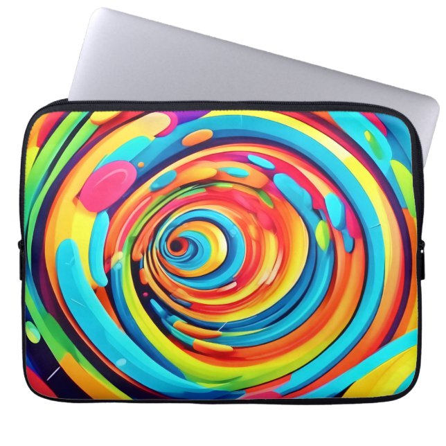 Farbschwirren im psychedelischen Tunnel Laptopschutzhülle (Vorderseite)