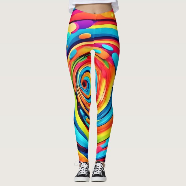Farbschwirren im psychedelischen Tunnel Leggings (Vorderseite)