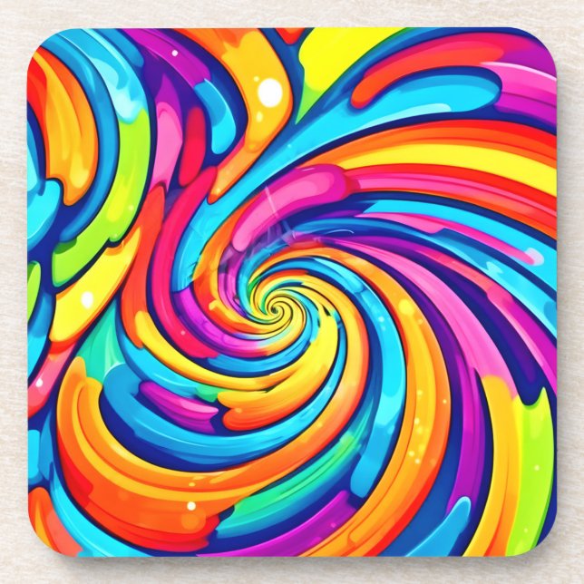 Farbschwirren, psychedelischer Geist, farbiges Cha Getränkeuntersetzer (Vorderseite)