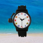 Farbsegler für Segler Armbanduhr<br><div class="desc">Zeigt die nautischen Segelfahnen für die Anzahl der Uhr Gesicht. Die Flaggen werden für die Kommunikation auf dem Wasser verwendet. Für Segler, Bootsfahrer und Leute, die Liebe alles nautisch. Cool. Macht ein nettes Geschenk.</div>