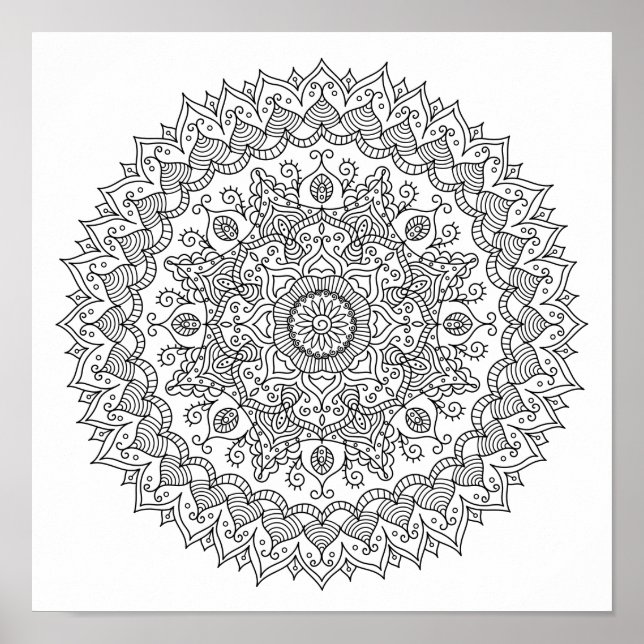 Farbseite Daisy Mandala Poster (Vorne)