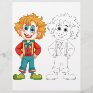 Farbseite für niedlichen Cartoon Clown-Mann Flyer