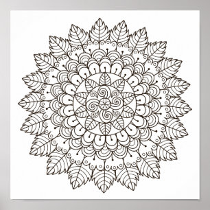 Farbseite Leaf Petal Mandala Poster