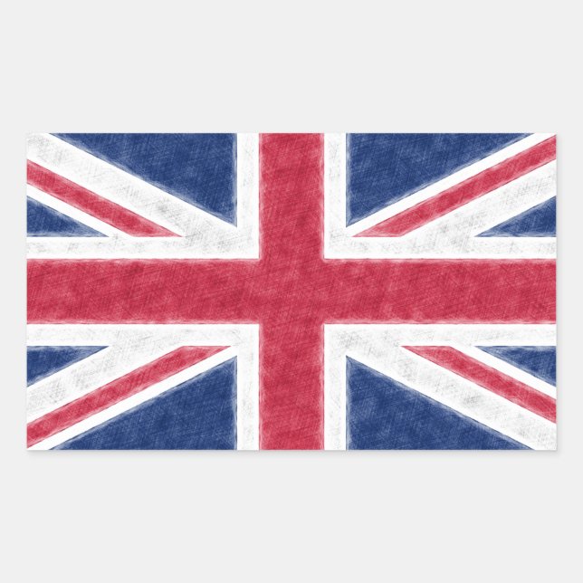 Farbskizze-Effekt UK Flag Union Jack Rechteckiger Aufkleber (Vorderseite)