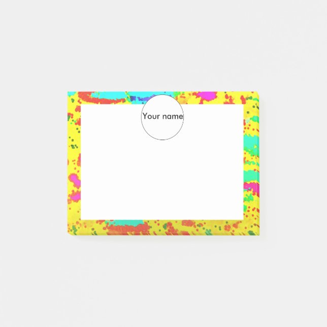 Farbspritze auf gelbem Hintergrund Post-it Klebezettel (Vorderseite)