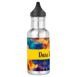 Farbspritze Blau Rot Gelb Aquamarin mehrfarbig Edelstahlflasche