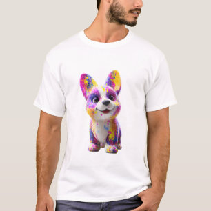 Farbspritzer Neon Corgi Welpe Männer T-Shirt