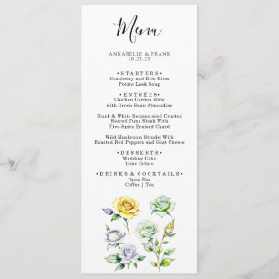 Farbstift Art Blumenkarten Rose Hochzeitmenü Karte