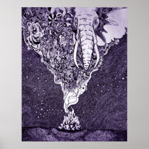 Farbstift und Tinte gezeichnet Poster