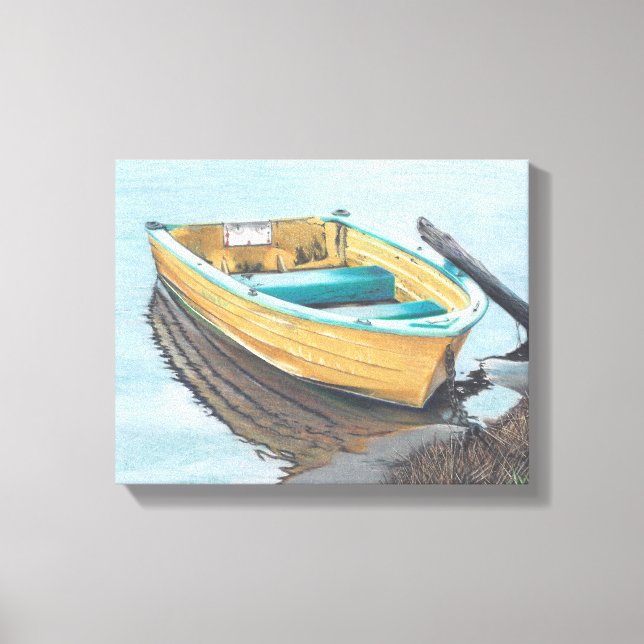 Farbstift Zeichnend Gelbboot Leinwanddruck (Vorderseite)