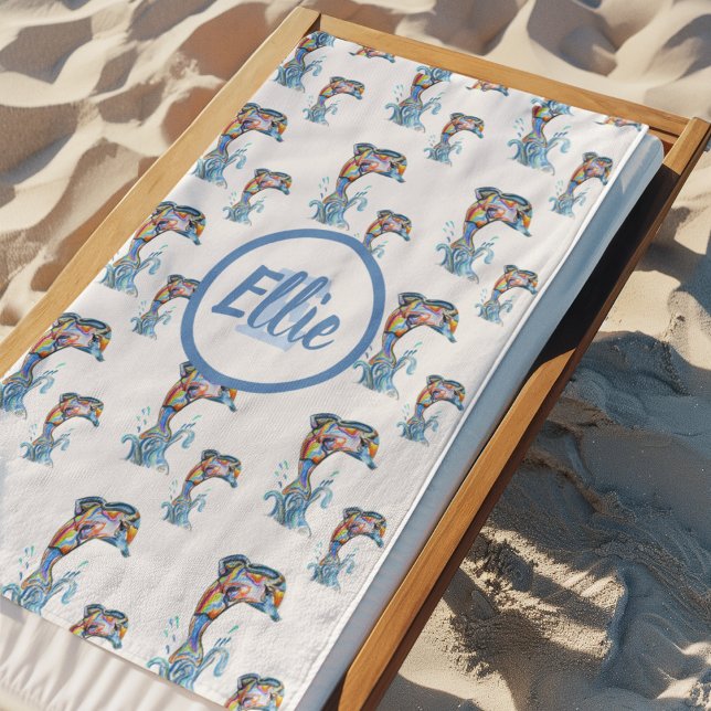 Farbstiftdolphinmuster für Monogramm Strandtuch (Von Creator hochgeladen)