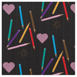 Farbstifte Doodle-Muster Schwarzes Gewebe Stoff