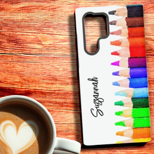 Farbstifte für Fun Name in Aquarellfarben Benutzer Samsung Galaxy Hülle (Samsung phone case back design template text)