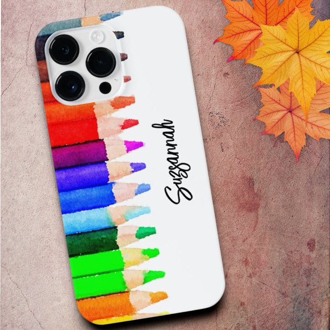 Farbstifte für Fun-Namen in Wasserfarben iPhone Hülle (phone case colored pencil template)