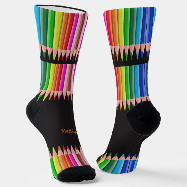 Farbstifte individuelle Name Socken (Gewinkelt)