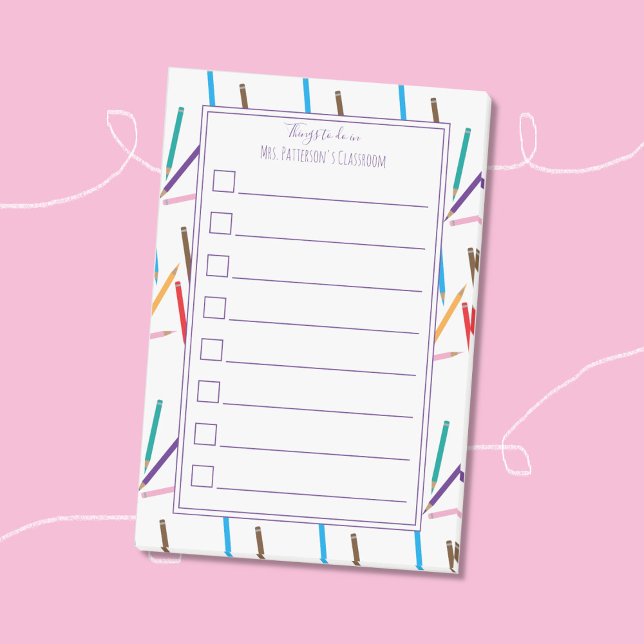 Farbstifte Rahmen Lehrer für Post-It-Notizen Post-it Klebezettel (These sticky notes with a scattered colored pencils frame will make a great gift for art teachers . )