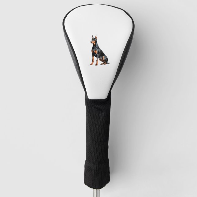 Farbstiftskizze eines Doberman Pinscher. Essen Golf Headcover (Vorderseite)