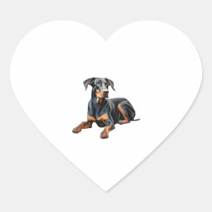 Farbstiftskizze eines Doberman Pinscher. Essen Herz-Aufkleber