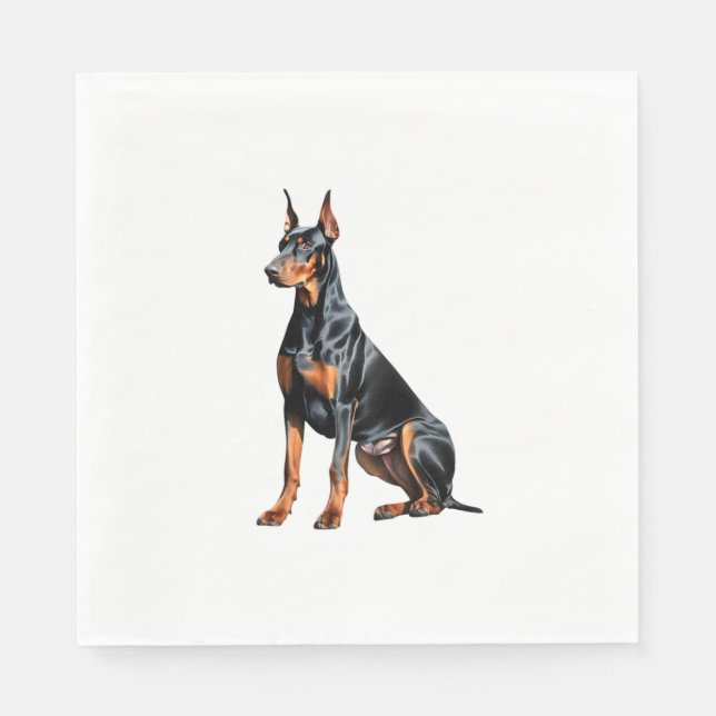 Farbstiftskizze eines Doberman Pinscher. Essen Serviette (Vorderseite)