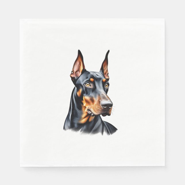 Farbstiftskizze eines Doberman Pinscher. Essen Serviette (Vorderseite)