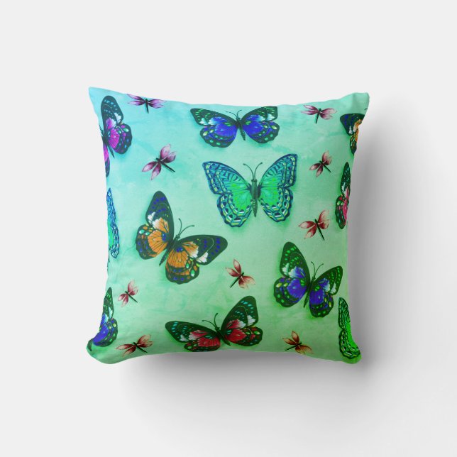 Farbstoff der grünen Krawatte Butterfly Druckkopf  Kissen (Vorderseite)