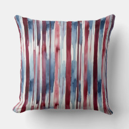 Farbstreifen Blau und Bordeaux Kissen