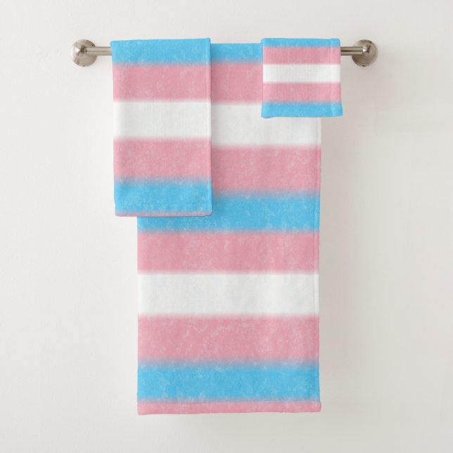 Farbstreifen für den Transgender-Pride-Flag mit we Badhandtuch Set (Insitu)